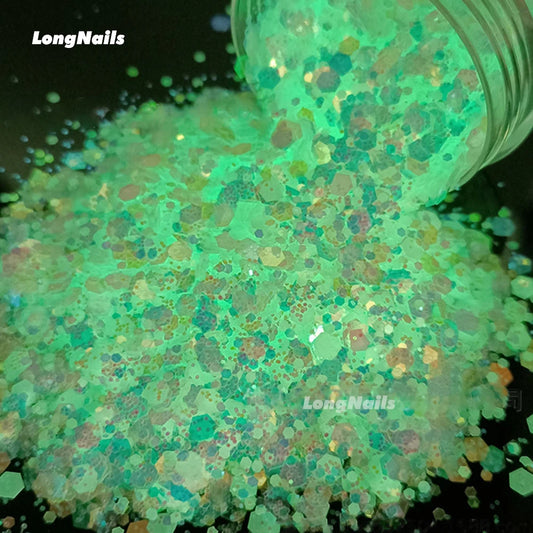 Holographic Glow in the Dark Nail Chunky Glitter