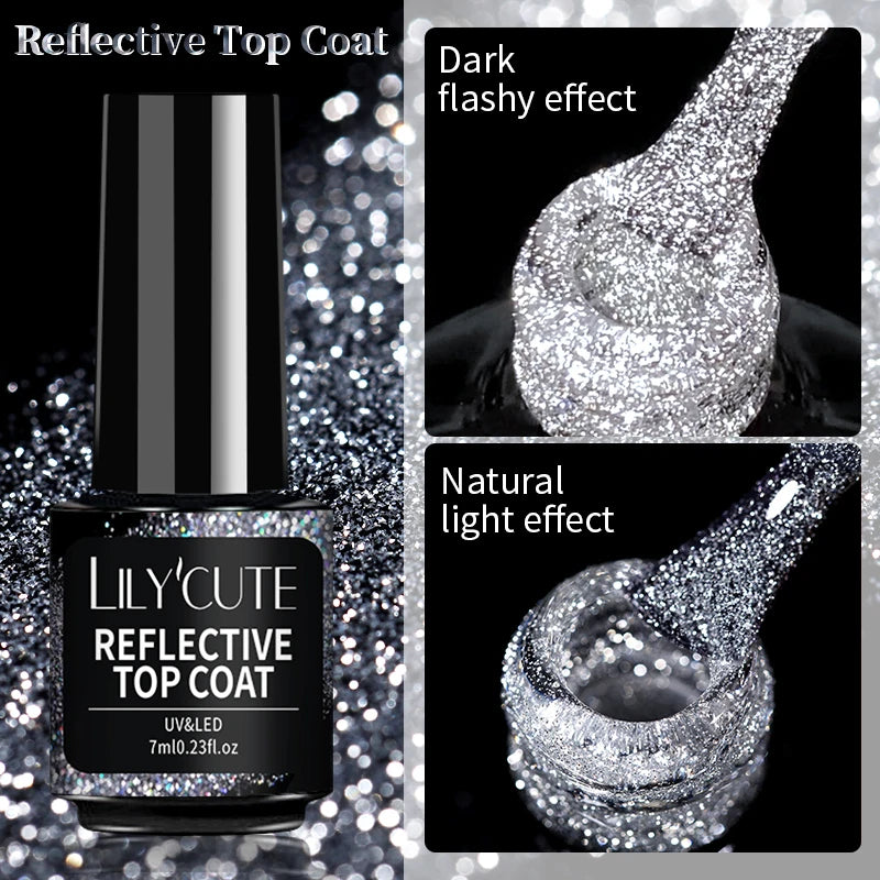 LILYCUTE Reflective Nail Gel Polish - 7ml Iridescent Glitter