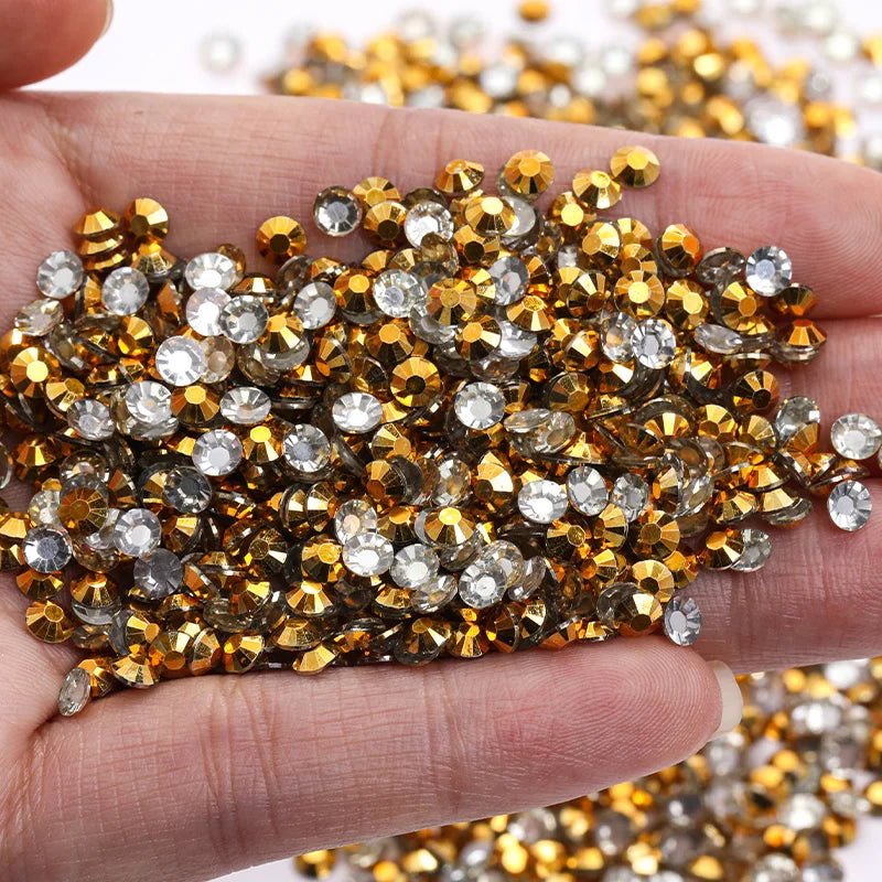 Bulk Gold Glitter Resin Rhinestones