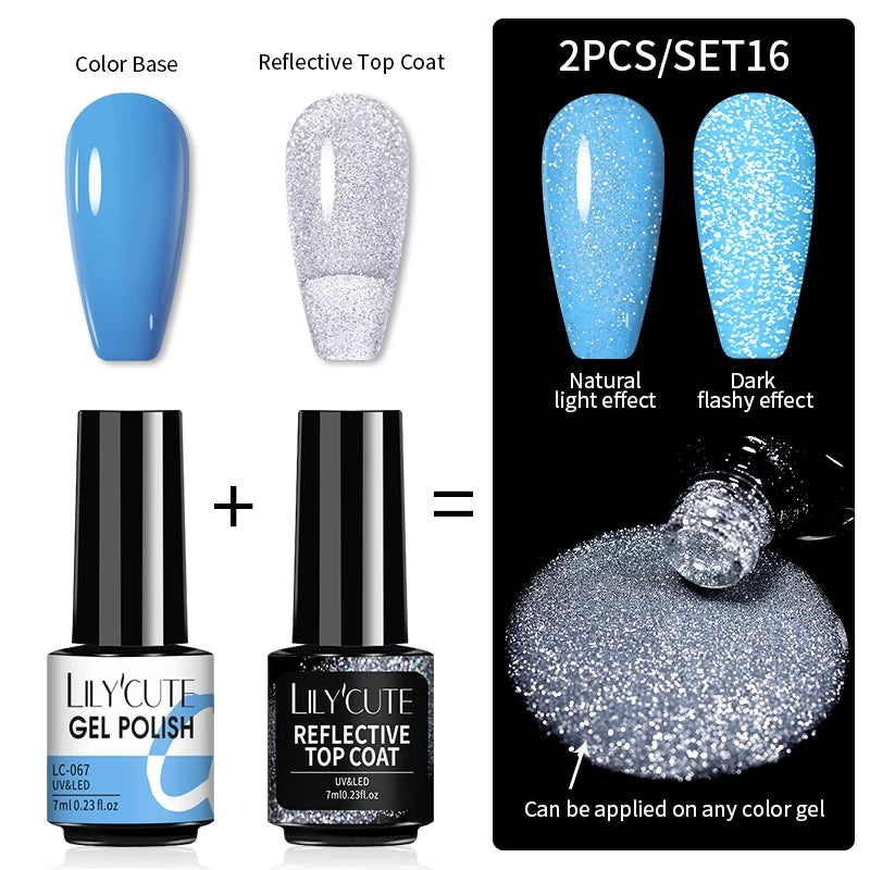 LILYCUTE Reflective Nail Gel Polish - 7ml Iridescent Glitter