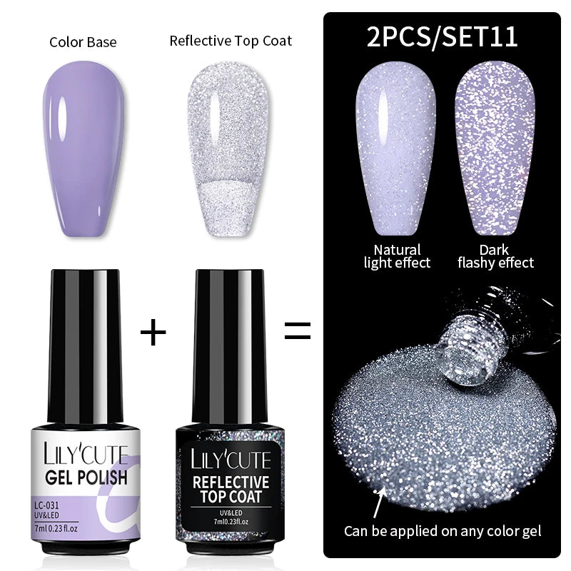 LILYCUTE Reflective Nail Gel Polish - 7ml Iridescent Glitter