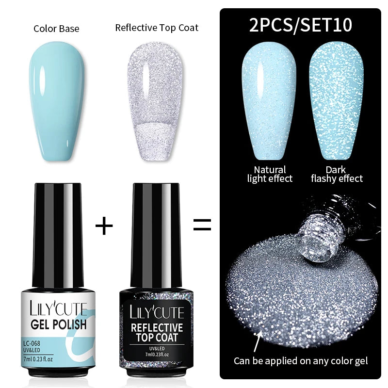 LILYCUTE Reflective Nail Gel Polish - 7ml Iridescent Glitter