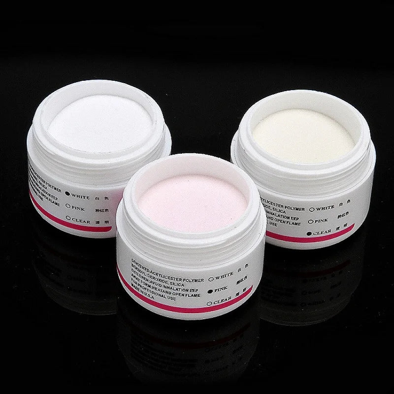 3D Nail Art Acrylic Powder - Clear Pink White