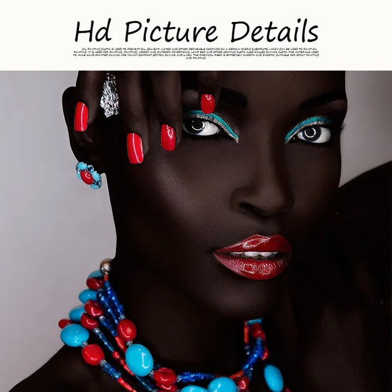 Black Nude African Woman Lips Nails Canvas Painting