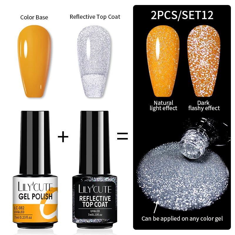 LILYCUTE Reflective Nail Gel Polish - 7ml Iridescent Glitter