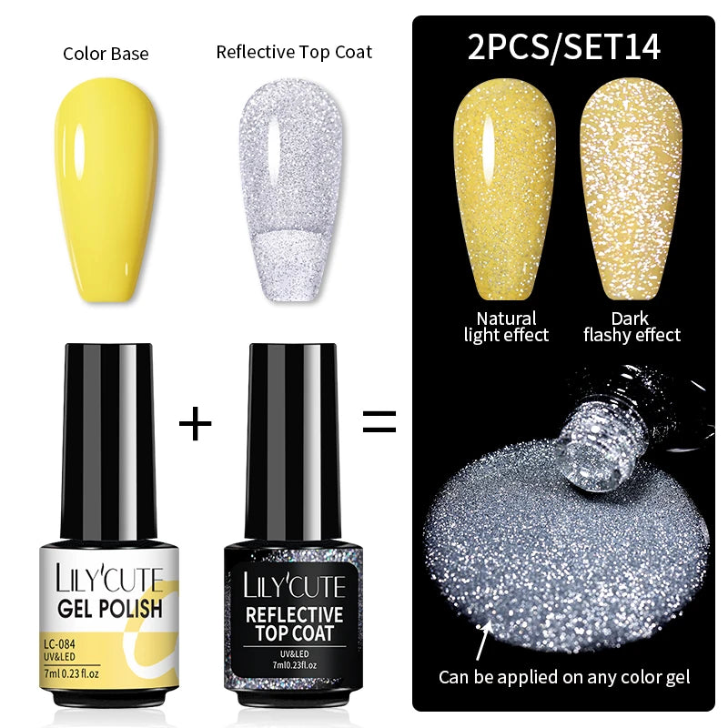 LILYCUTE Reflective Nail Gel Polish - 7ml Iridescent Glitter