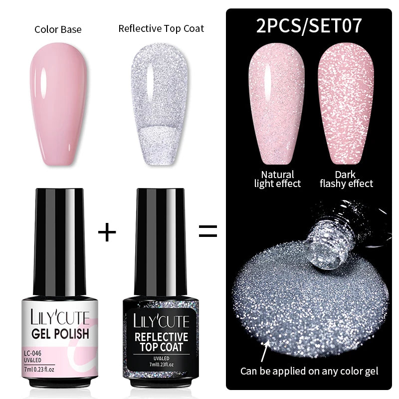 LILYCUTE Reflective Nail Gel Polish - 7ml Iridescent Glitter