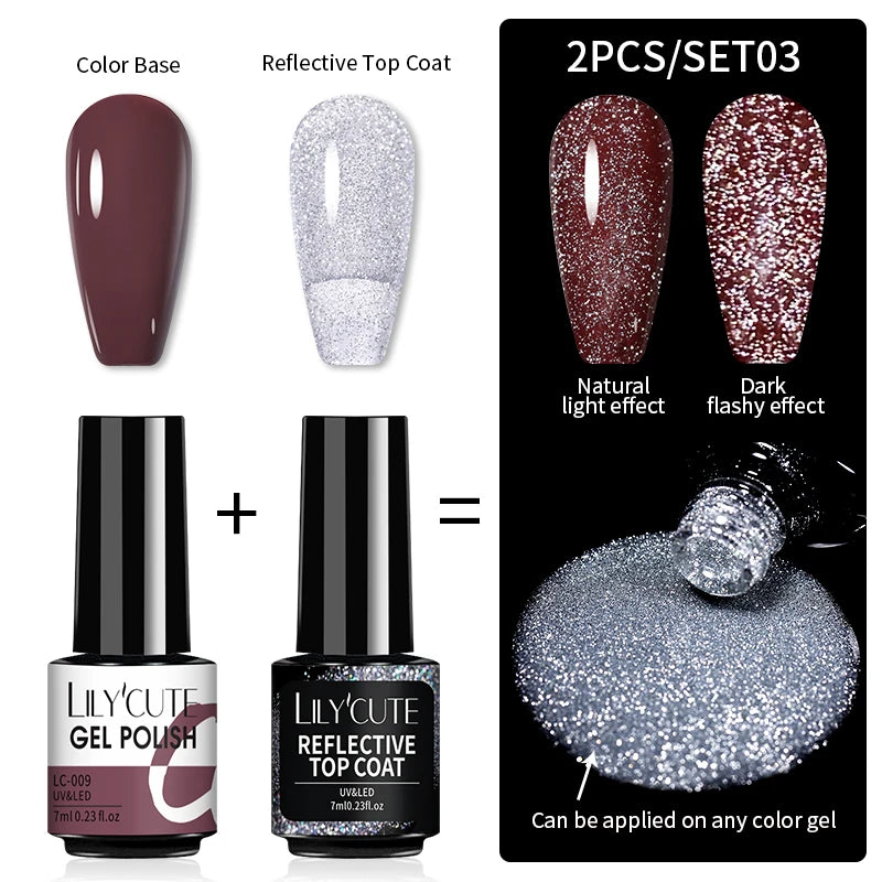 LILYCUTE Reflective Nail Gel Polish - 7ml Iridescent Glitter