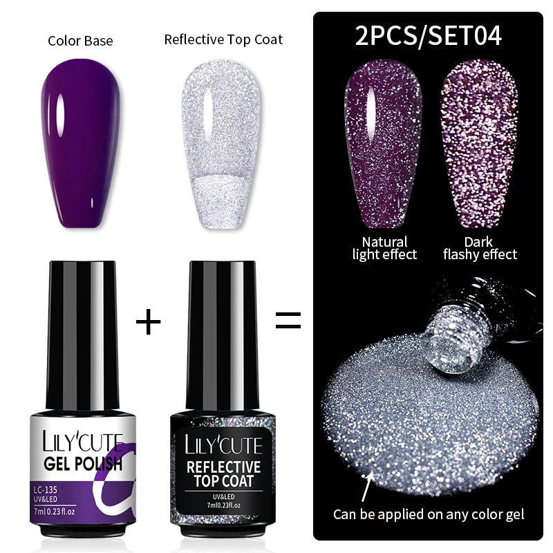 LILYCUTE Reflective Nail Gel Polish - 7ml Iridescent Glitter