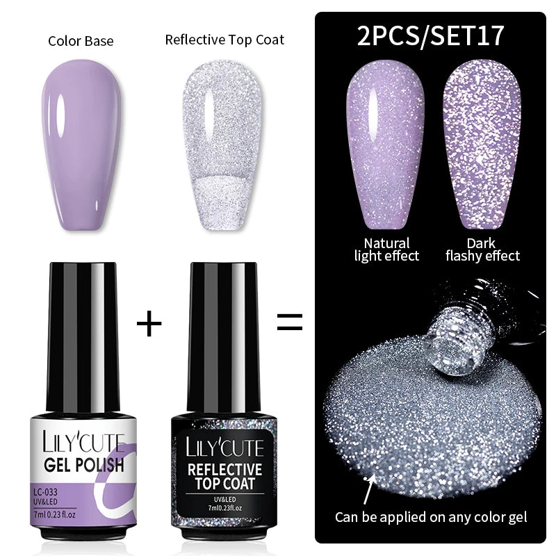 LILYCUTE Reflective Nail Gel Polish - 7ml Iridescent Glitter