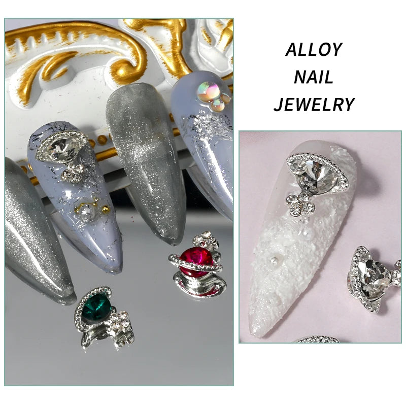 Luxury Alloy Planet Gemstone Nail Charms