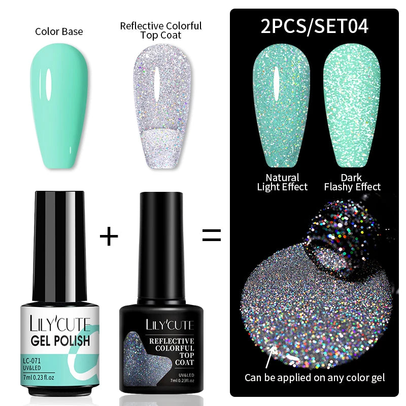 LILYCUTE Reflective Nail Gel Polish - 7ml Iridescent Glitter