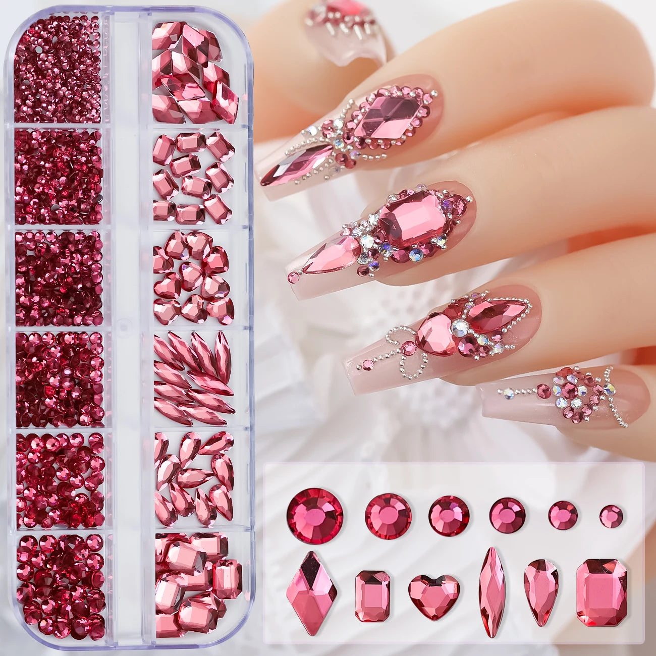 Nail Art Rhinestones Kit 2400pcs - Design Bright Holiday