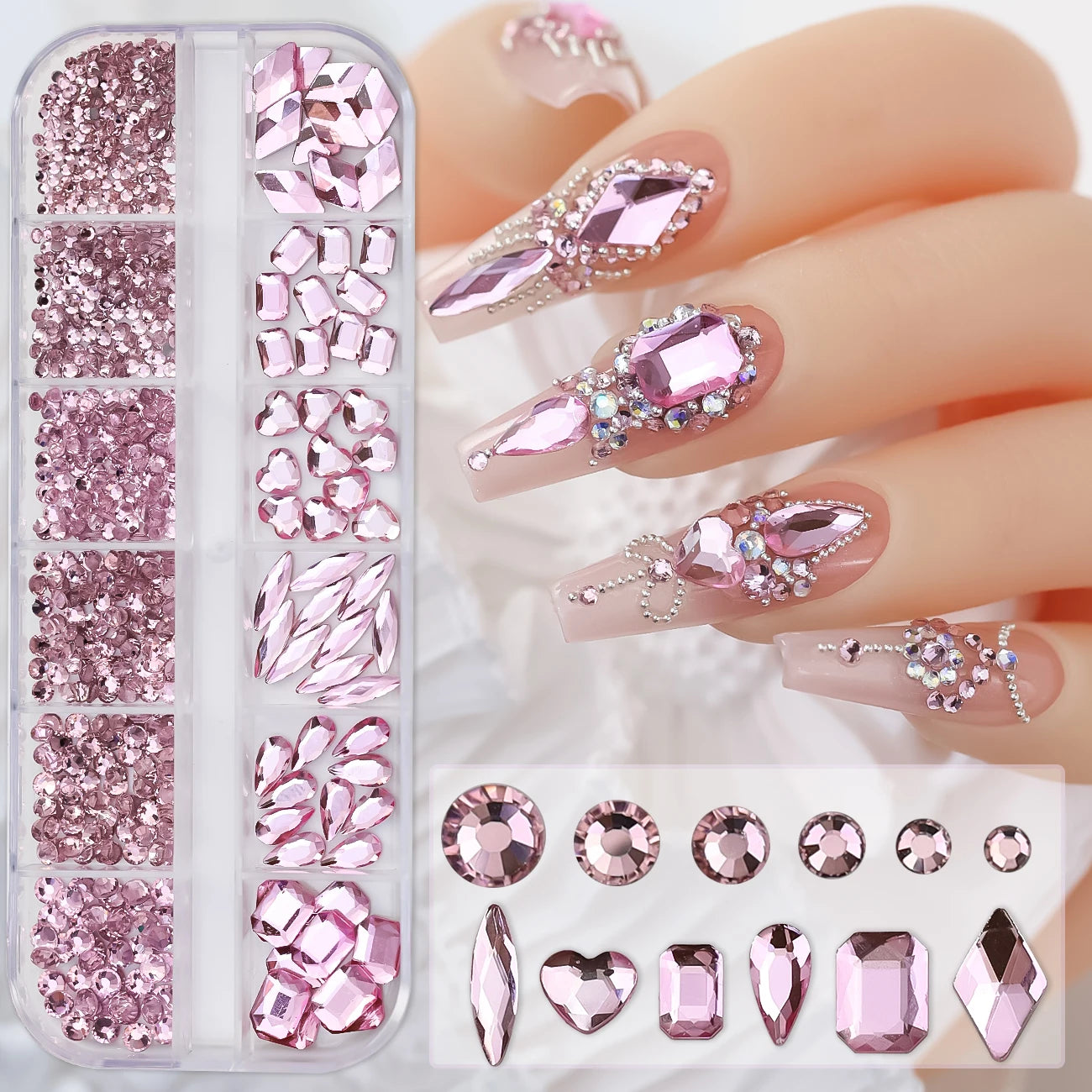 Nail Art Rhinestones Kit 2400pcs - Design Bright Holiday