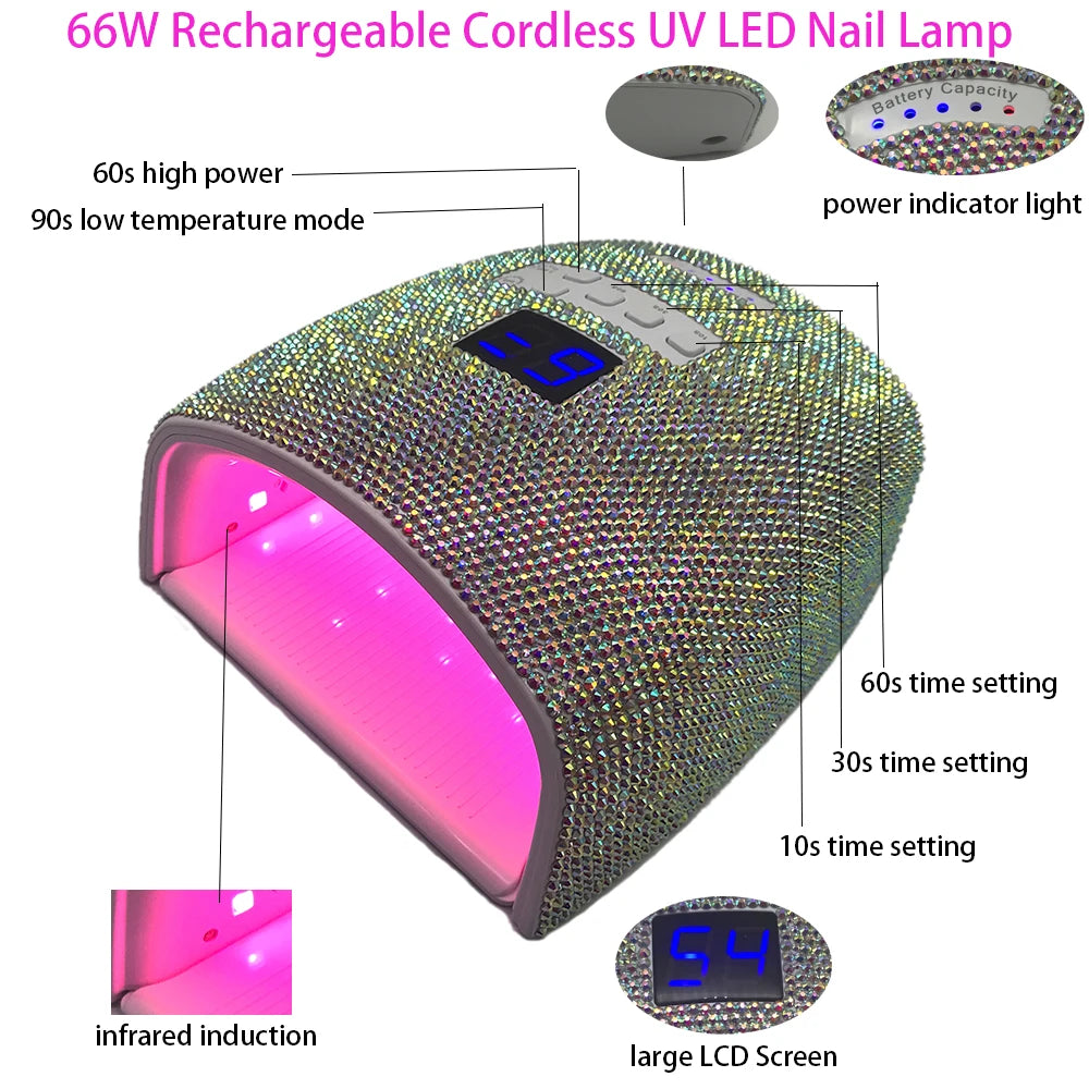 Rechargeable Rhinestone UV LED Nail Lamp