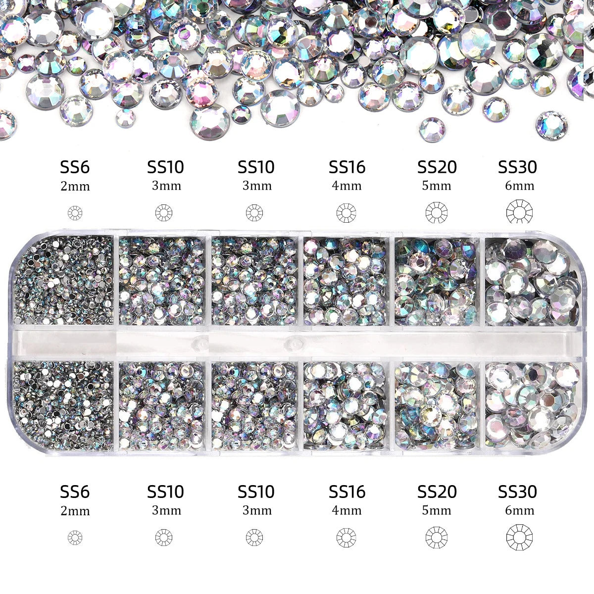 Nail Art Rhinestones Kit 2400pcs - Design Bright Holiday