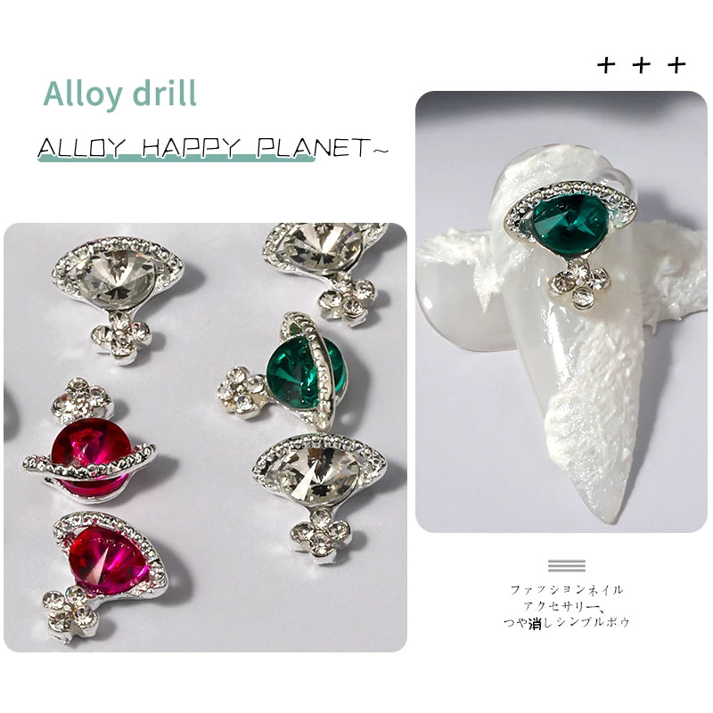 Luxury Alloy Planet Gemstone Nail Charms