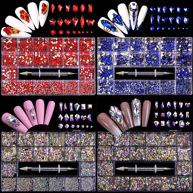 1Box Shiny AB Diamonds Nail Art Rhinestones