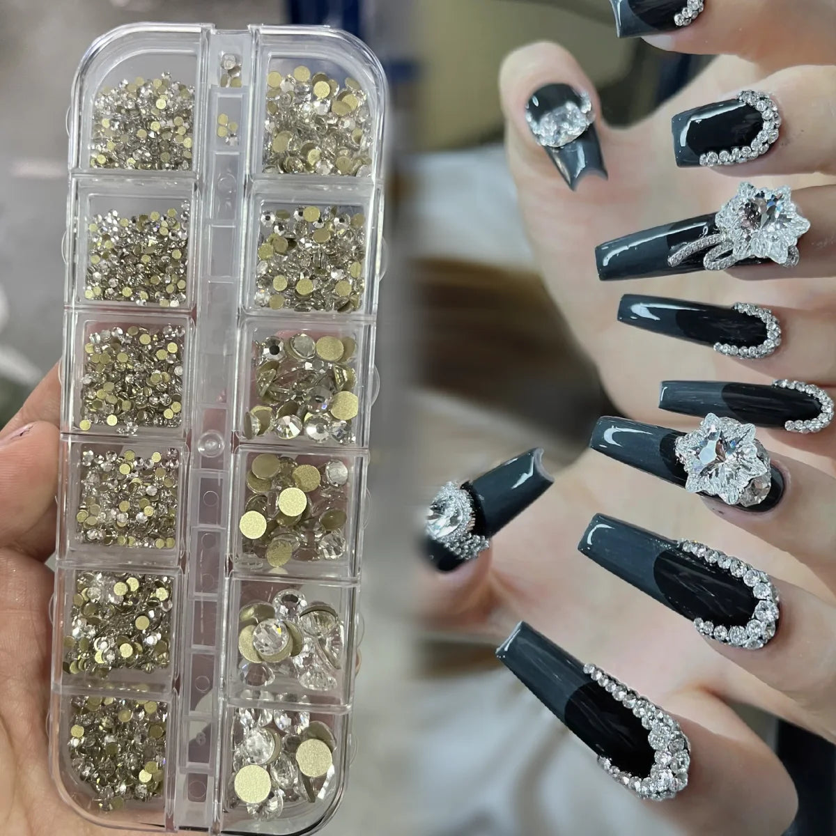 Nail Art Rhinestones Kit 2400pcs - Design Bright Holiday