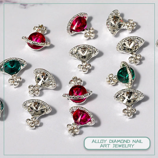 Luxury Alloy Planet Gemstone Nail Charms