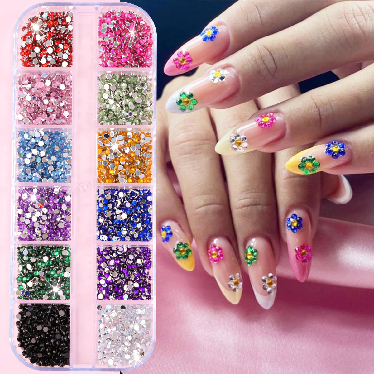 Nail Art Rhinestones Kit 2400pcs - Design Bright Holiday