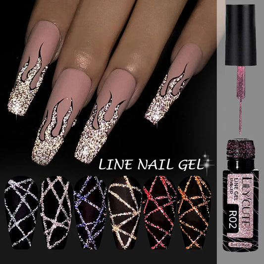 Reflective Glitter Line Gel Nail Polish