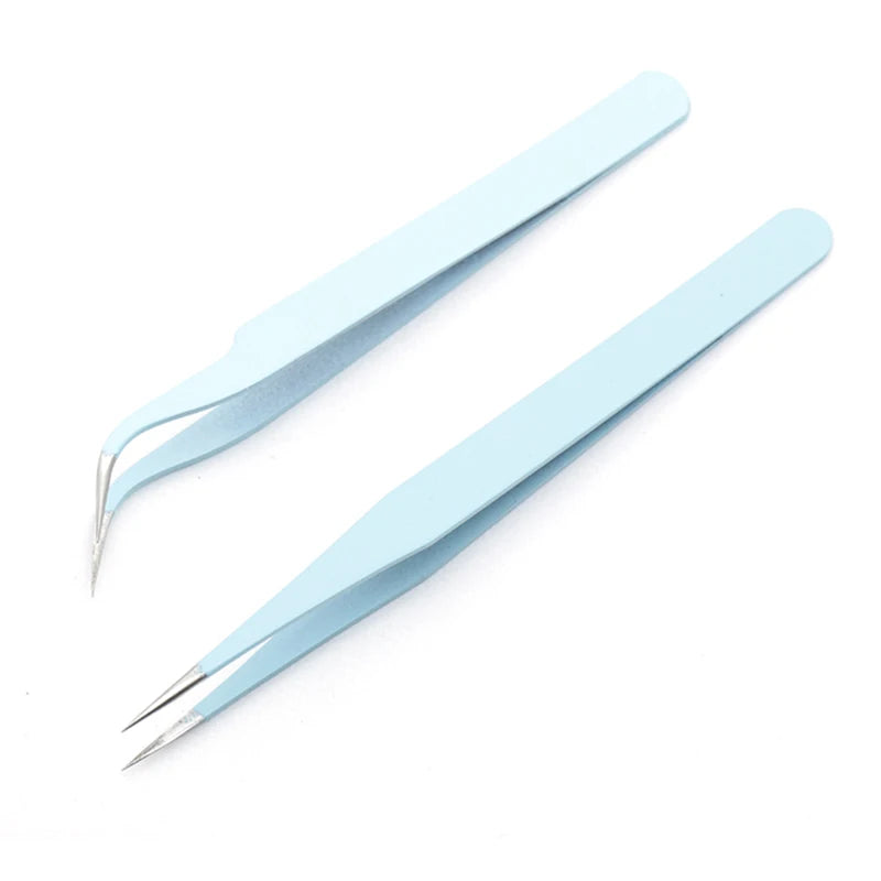 2Pc Stainless Steel Tweezer Set