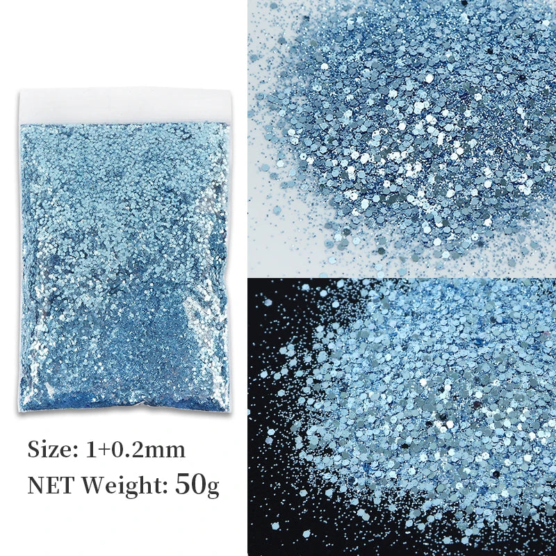 50G Holographic Nail Glitter Mix