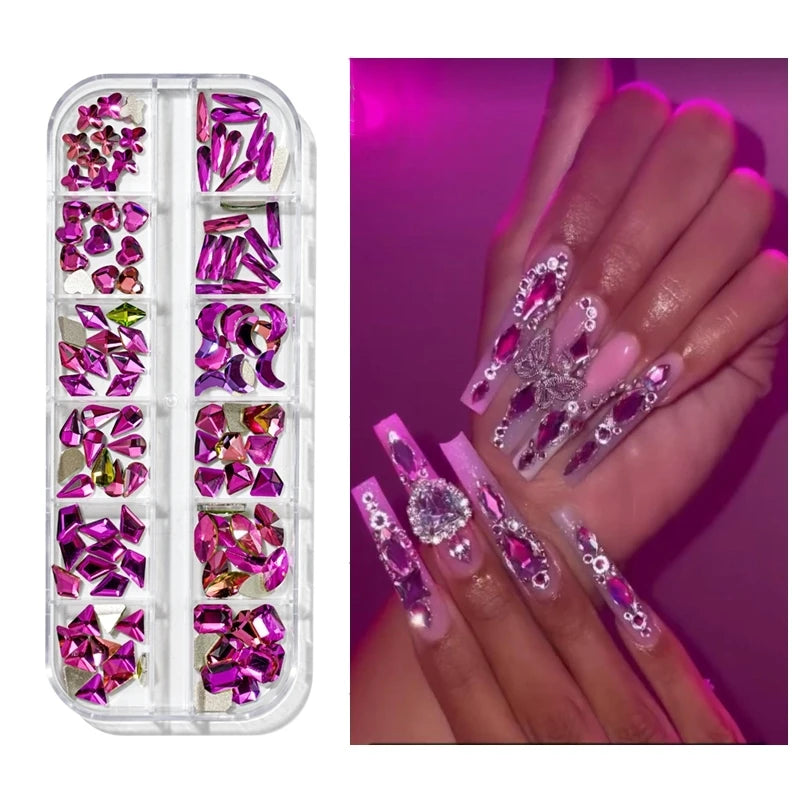 Nail Art Rhinestones Kit 2400pcs - Design Bright Holiday