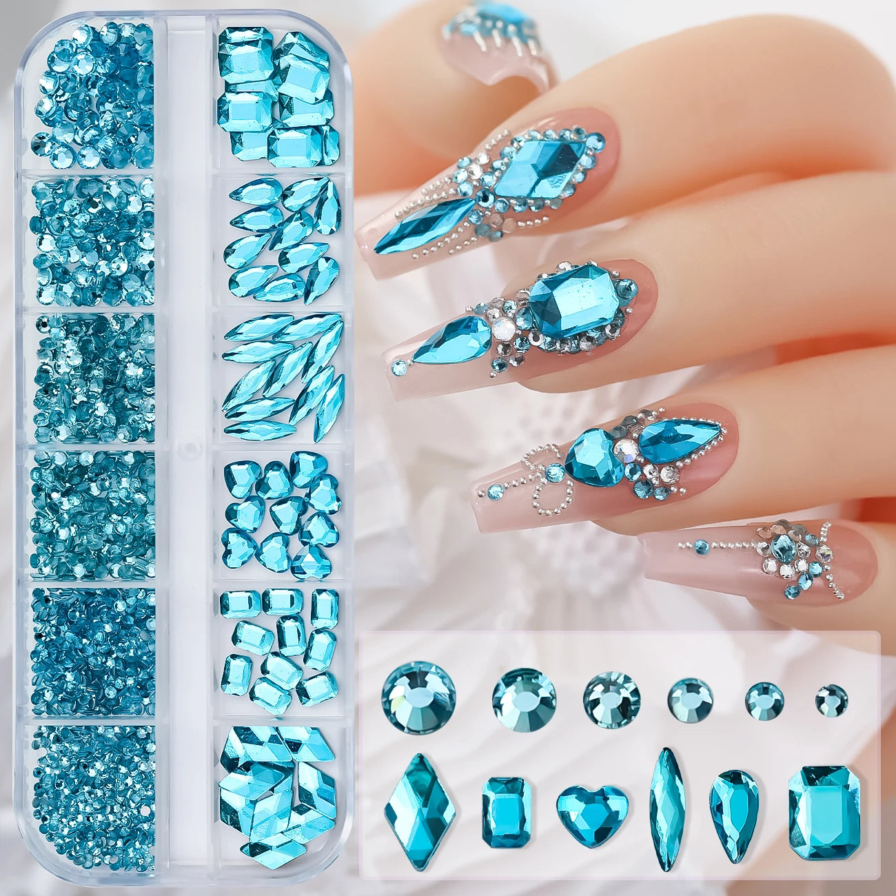 Nail Art Rhinestones Kit 2400pcs - Design Bright Holiday