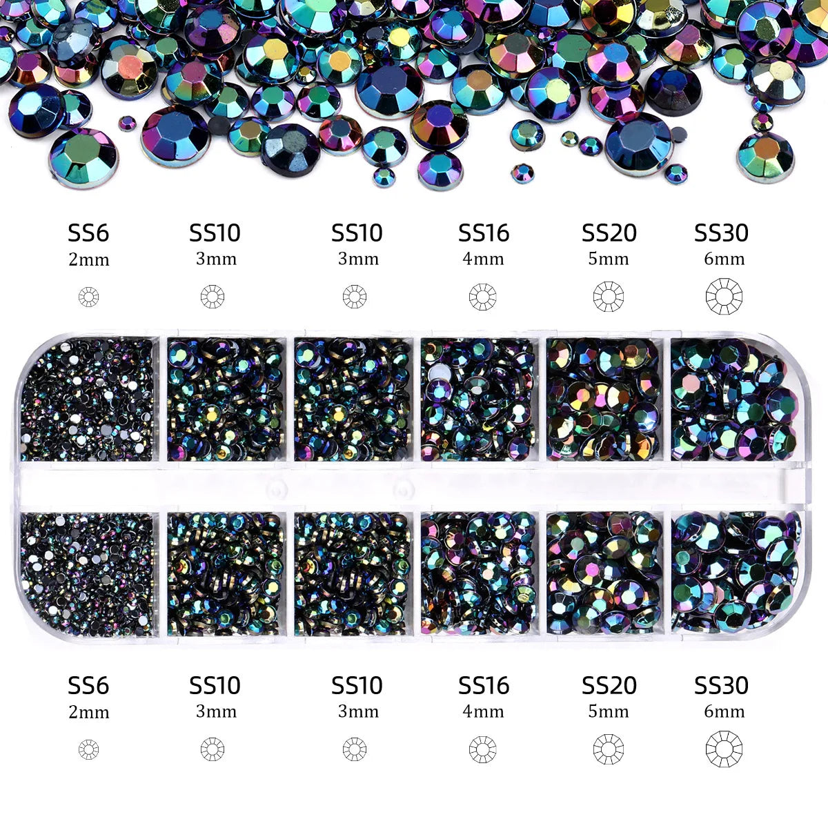 Nail Art Rhinestones Kit 2400pcs - Design Bright Holiday