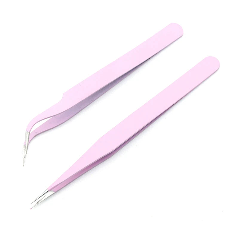 2Pc Stainless Steel Tweezer Set