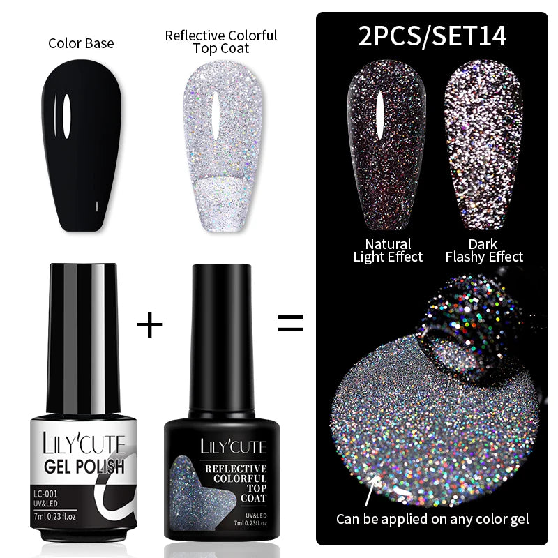 LILYCUTE Reflective Nail Gel Polish - 7ml Iridescent Glitter