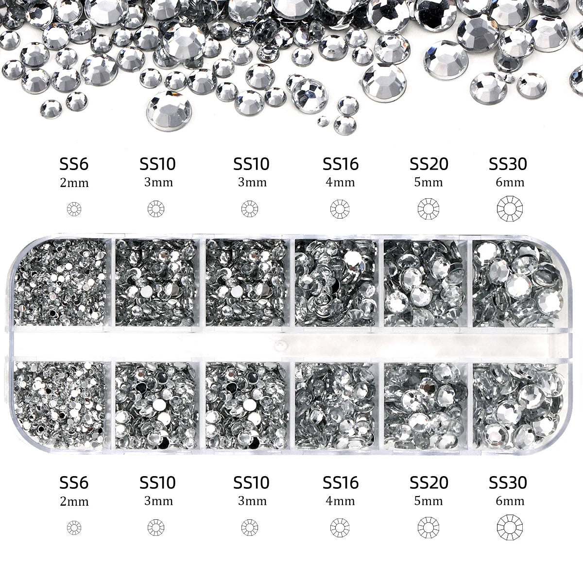 Nail Art Rhinestones Kit 2400pcs - Design Bright Holiday