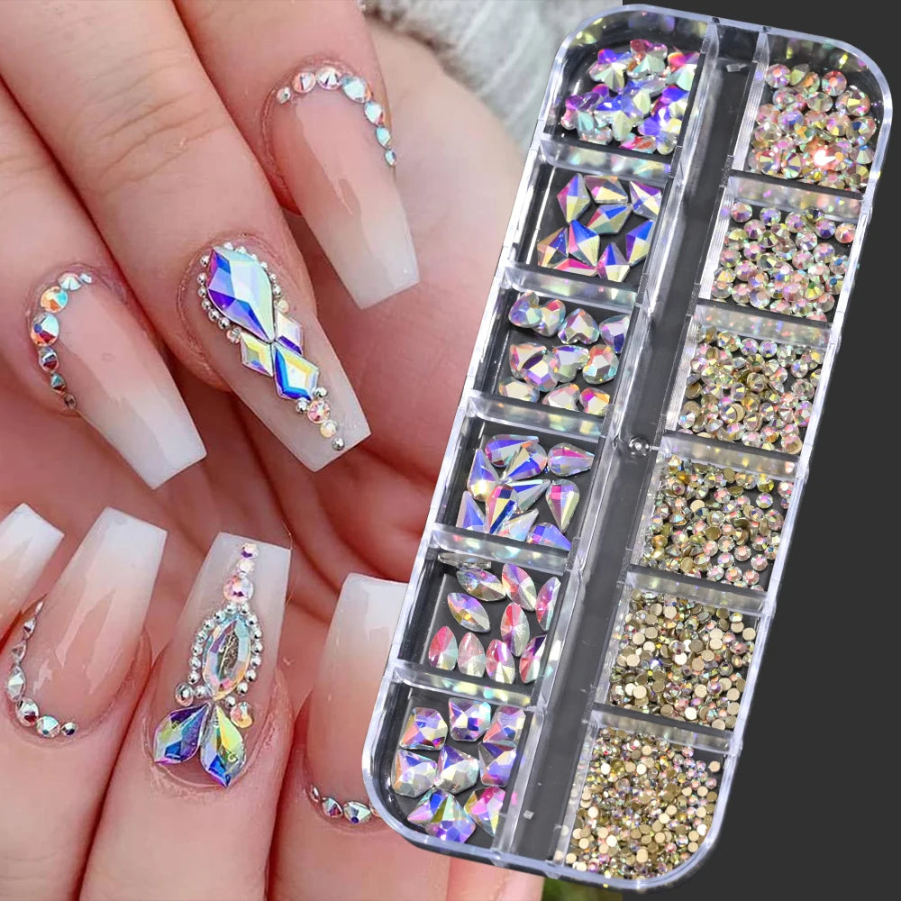 Nail Art Rhinestones Kit 2400pcs - Design Bright Holiday