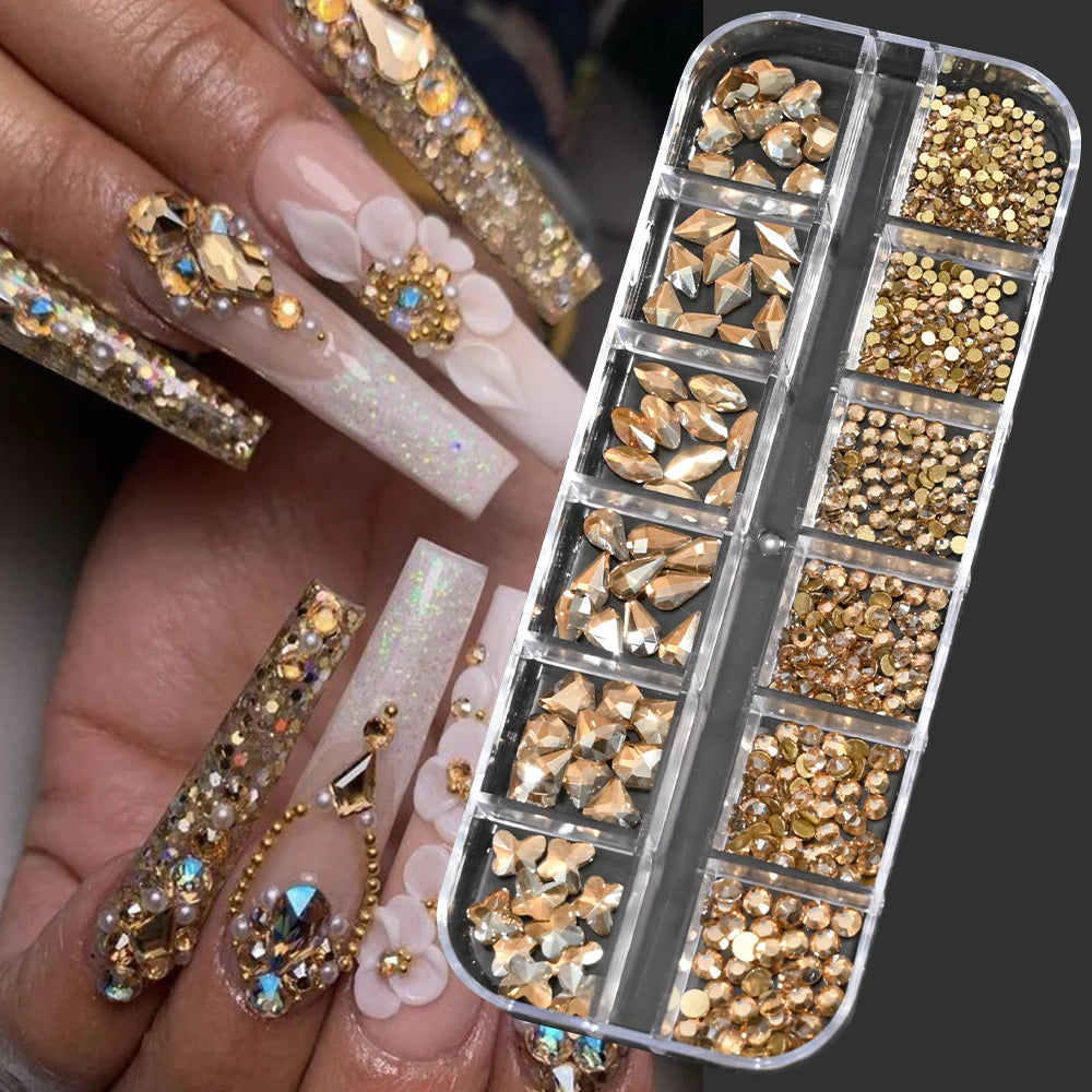 Nail Art Rhinestones Kit 2400pcs - Design Bright Holiday