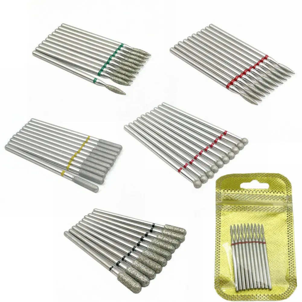 Diamond Nail Drill Bit Set - 10pcs Pedicure Manicure Tools