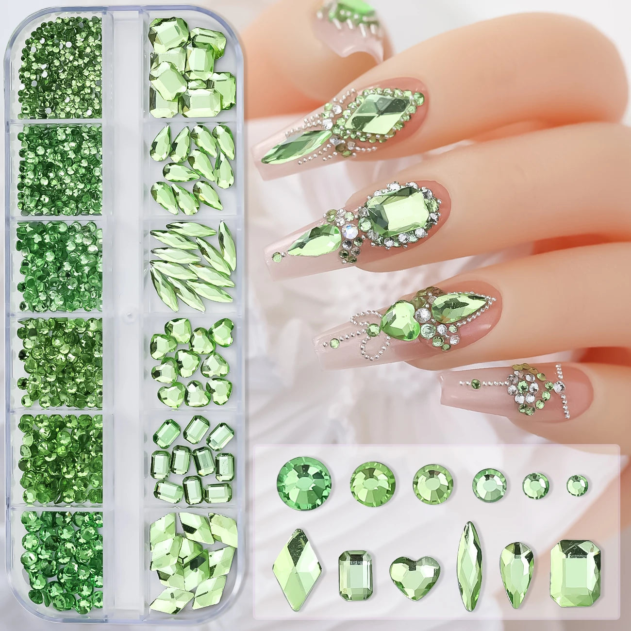 Nail Art Rhinestones Kit 2400pcs - Design Bright Holiday